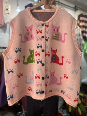 Gentle Sleeveless Cat Knitted Vest For Women