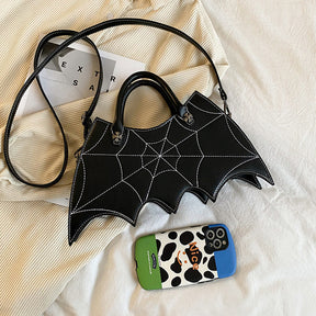 Halloween Spider Web Shape Shoulder Bags Personality Batgirl Tide Pu Handbags Fashoin Messenger Crossbody Bag