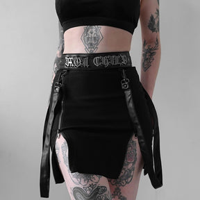 Double Zipper Bag Hip Gothic Design Women's Skinny Skirt