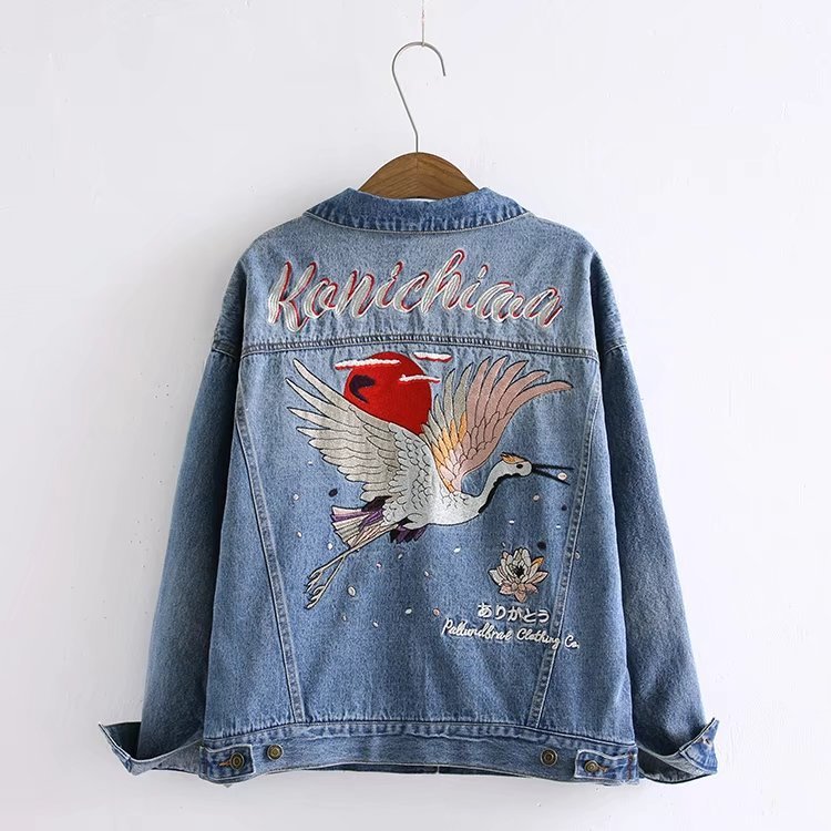 autumn behind the crane crane loose BF wind denim jacket short jacket female