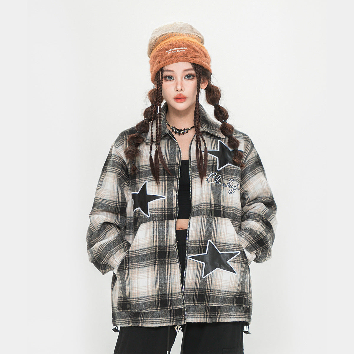 XINGX Plaid Shirt Coat Advanced Texture Loose Plaid Shirt