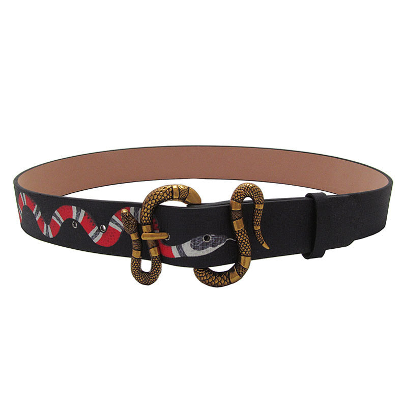 Men's snake buckle belt cowhide men's belt