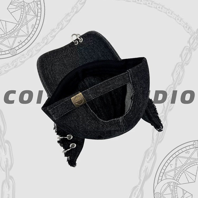 Waste Soil Wind Dog Ears Washed Denim Baseball Cap