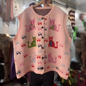 Gentle Sleeveless Cat Knitted Vest For Women