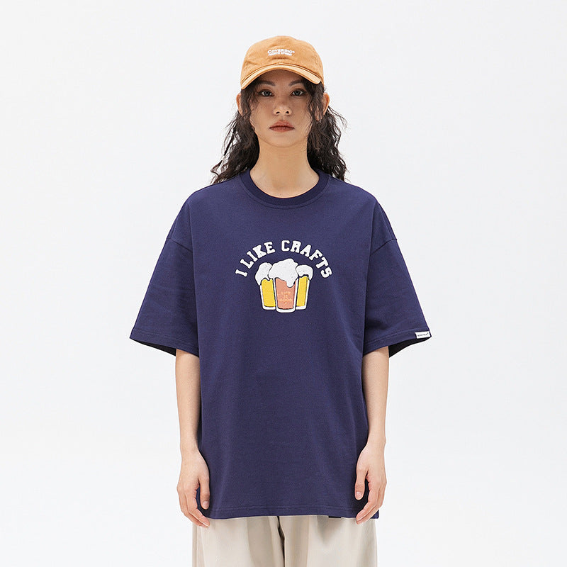 Cartoon Printed Short Sleeve Round Neck