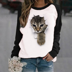 Animal Letter Printed Crew Neck Sweatshirt