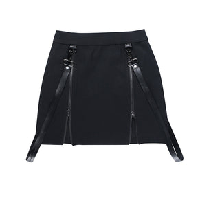 Double Zipper Bag Hip Gothic Design Women's Skinny Skirt