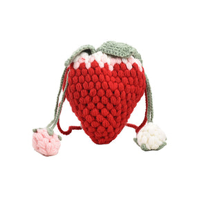 Crocheted Wool Strawberry Bag Cute